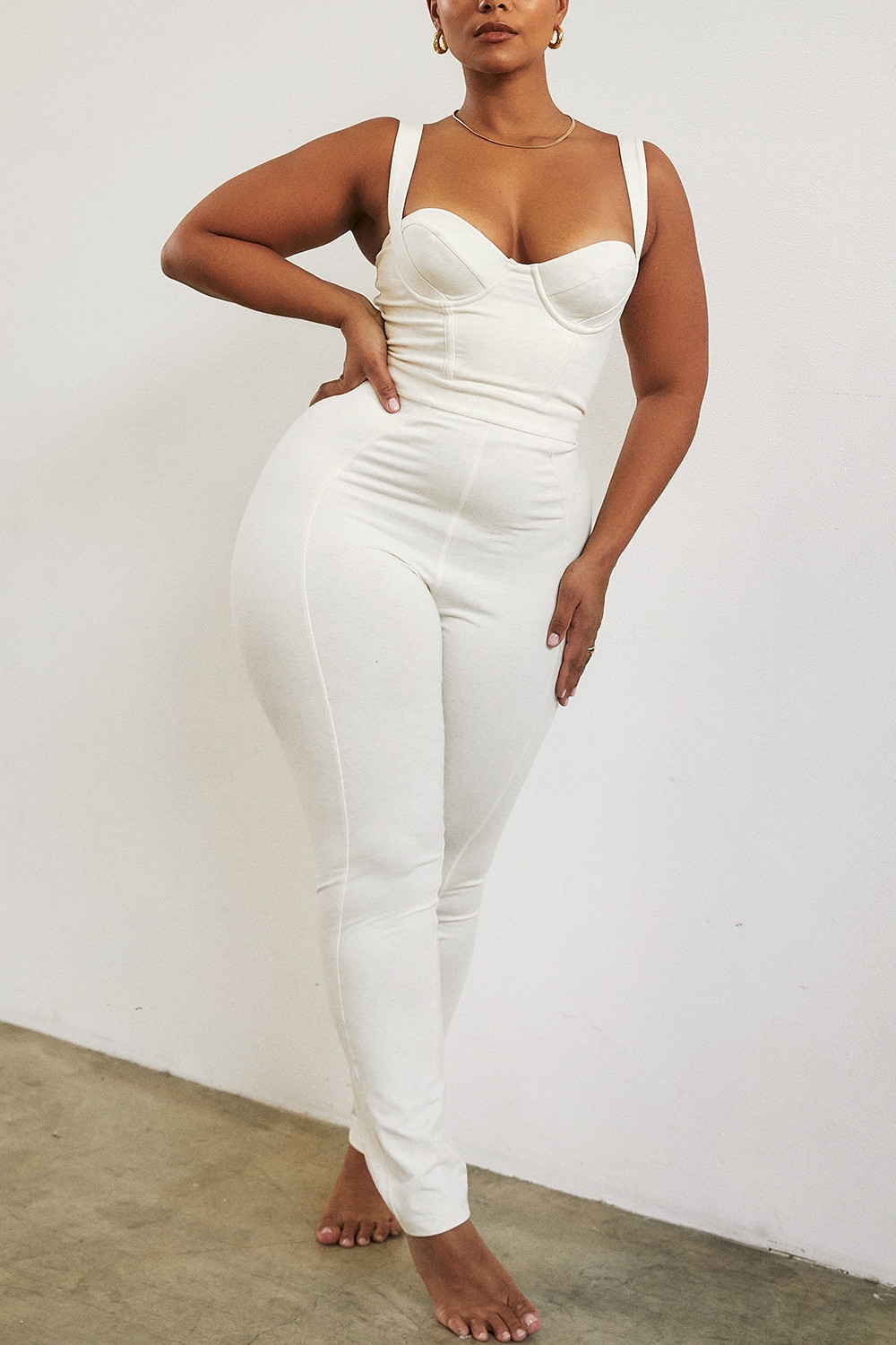 Mallen  Whisper White Stretch Jersey Jumpsuit — image 13