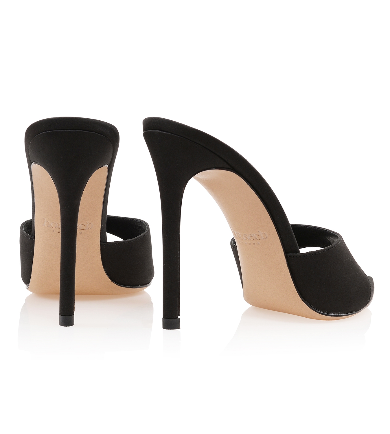 Bella  Black Satin Pointed High Heel Mules — image 7