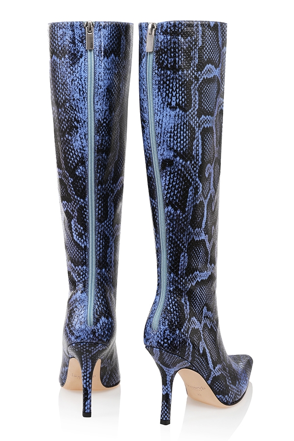 Royale  Blue Print Leather Knee High Boots — image 5