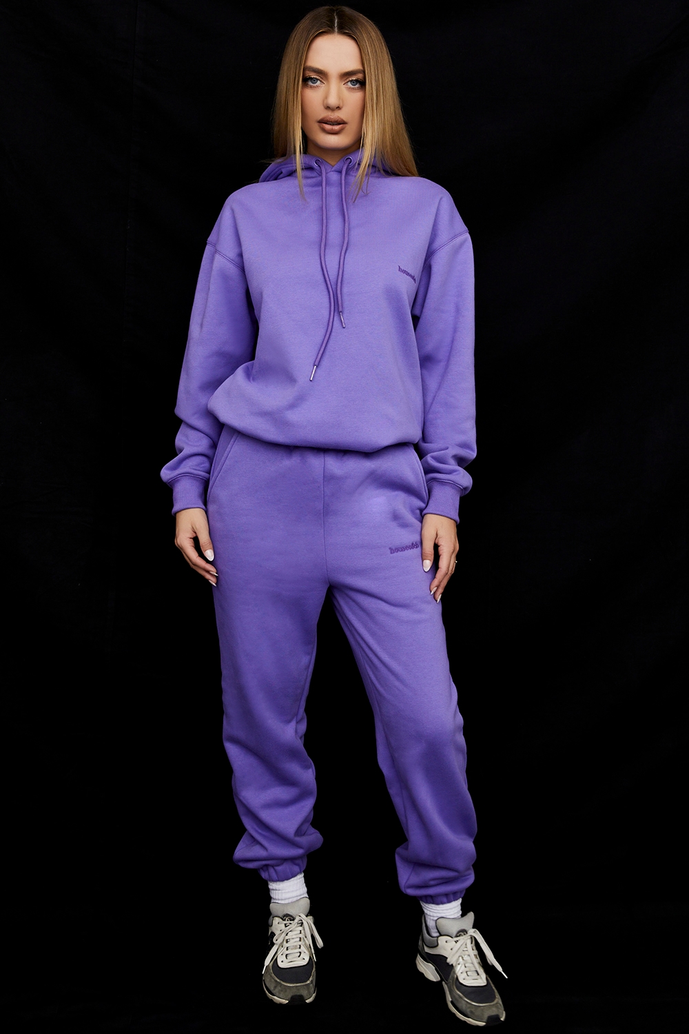 Sky  Purple Fleece Back Jogging Trousers — image 1