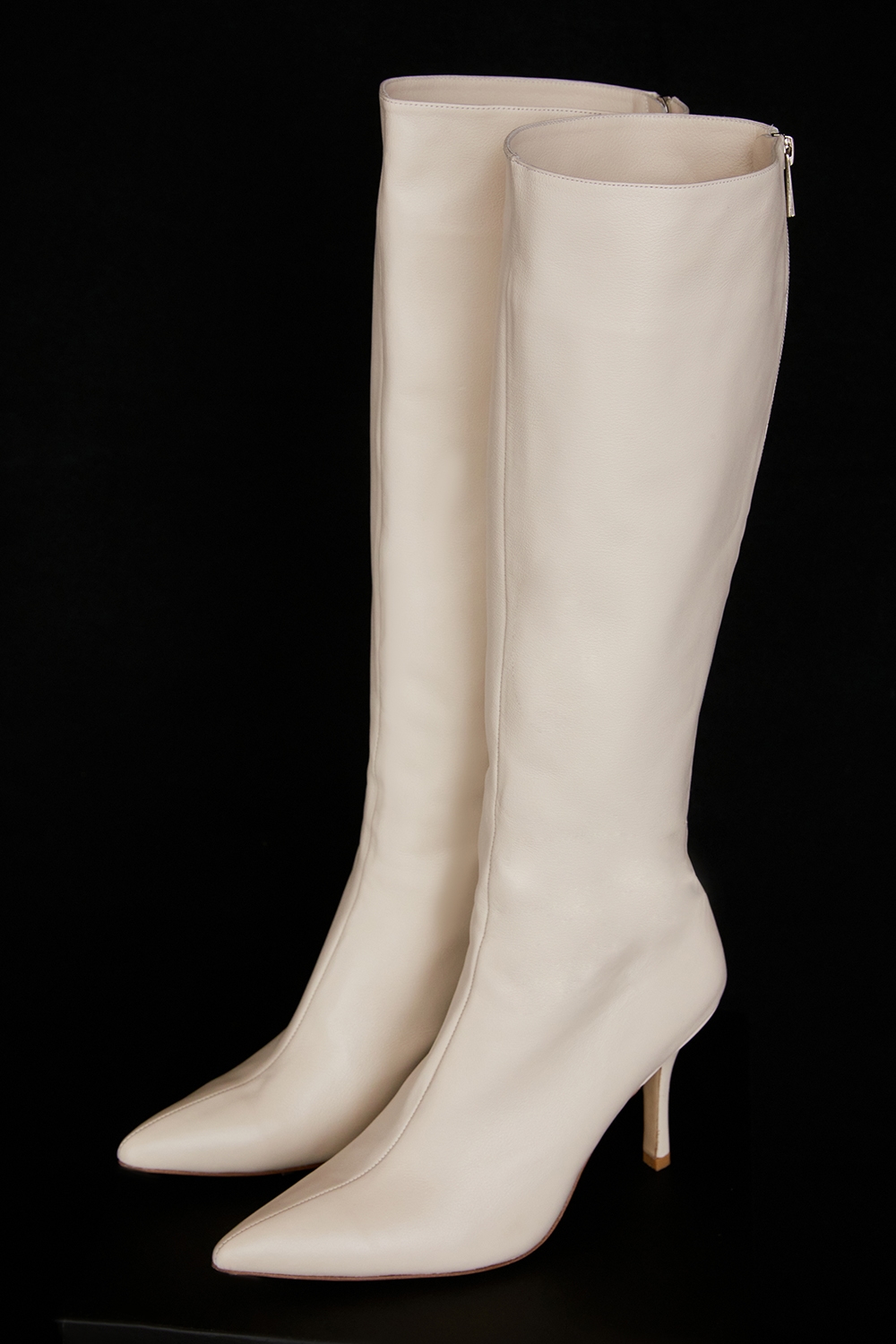 Royale  Cream Leather Knee High Boots — image 2