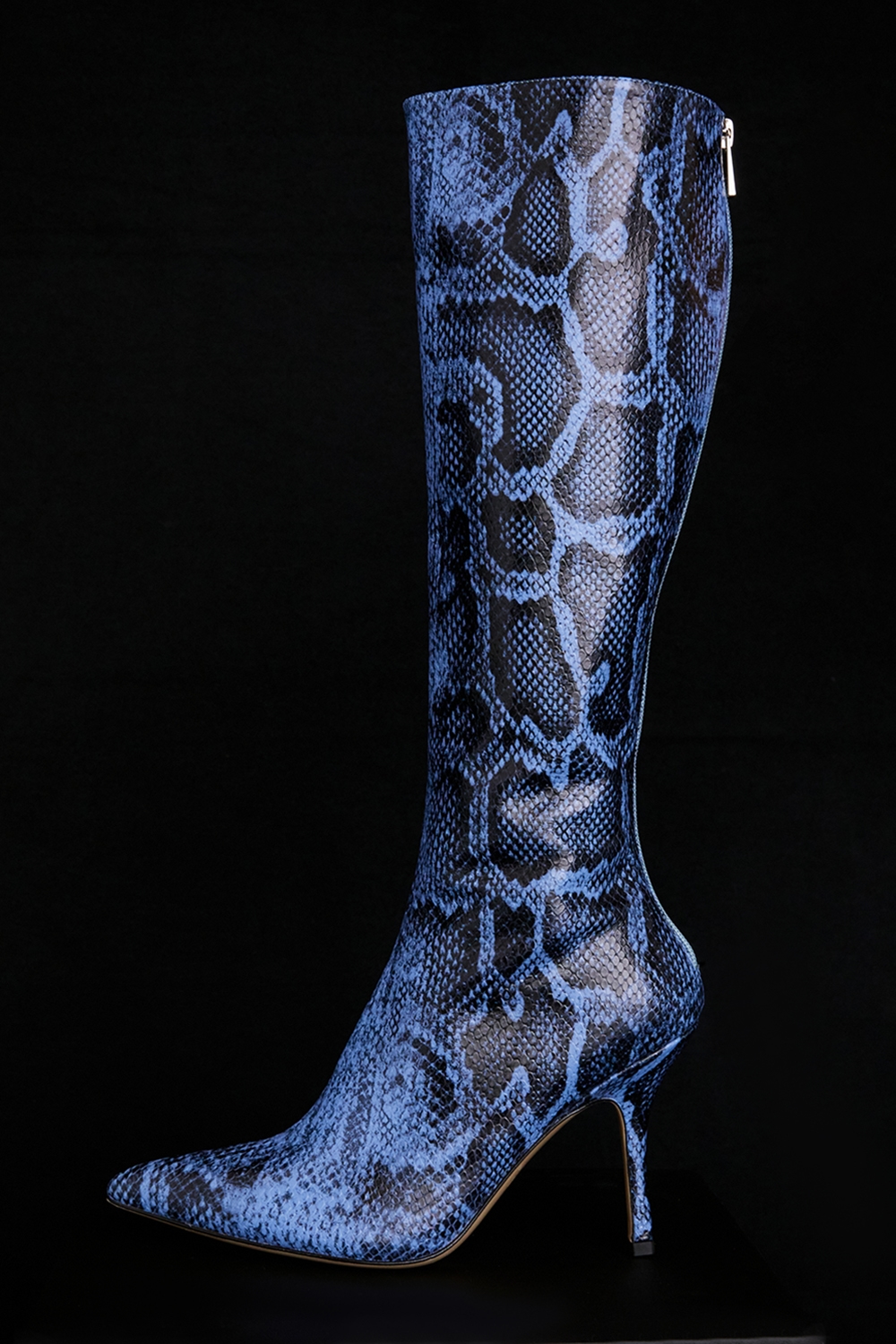 Royale  Blue Print Leather Knee High Boots — image 2