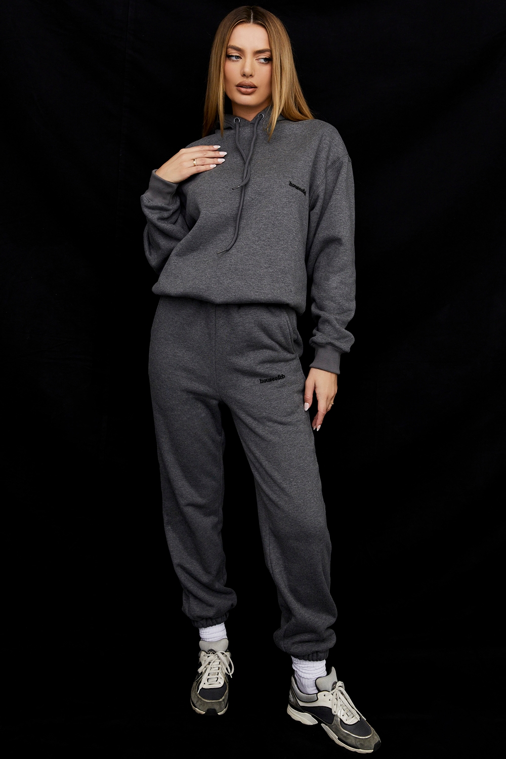 Halo  Dark Grey Cotton Fleece-Back Oversized Hoodie — image 3