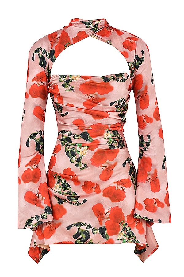 Toira  Rose Print Draped Corset Dress — image 12