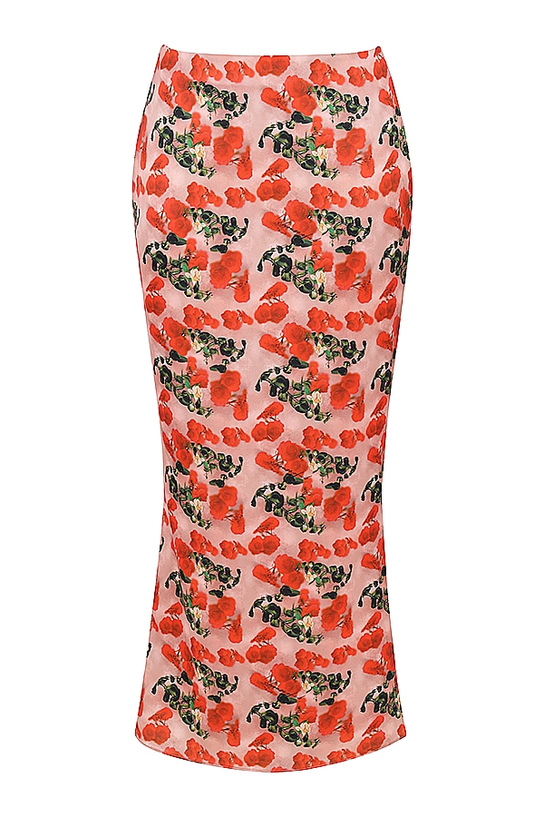 Luisette  Rose Print Satin Midi Skirt — image 11