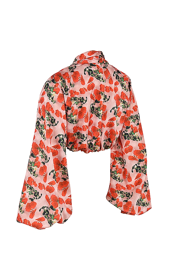Monica  Rose Print Satin Plunge Top — image 12
