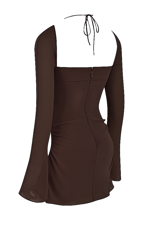 Baby  Chocolate Chiffon Cutout Halter Mini Dress — image 15