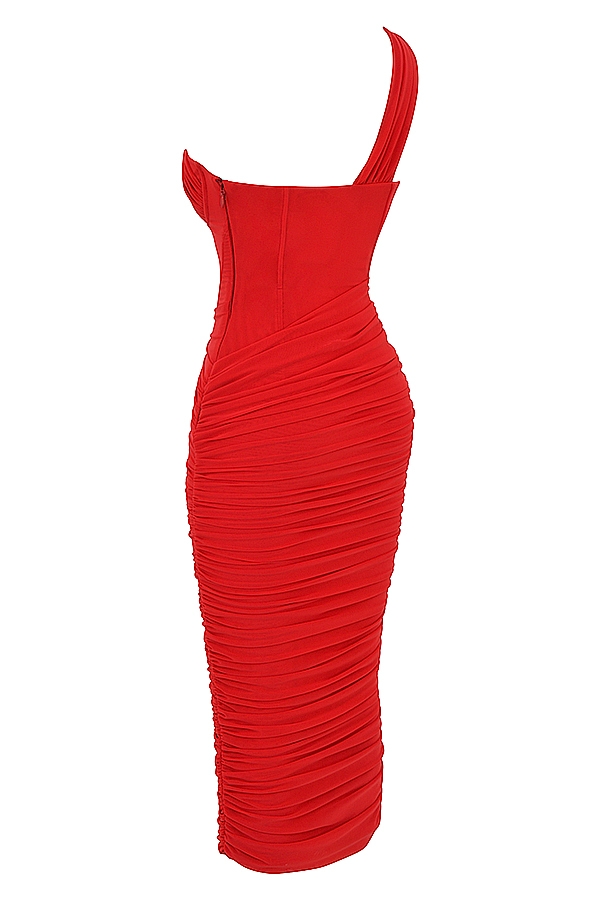 Valentina  Scarlet Asymmetric Cutout Midi Dress — image 13