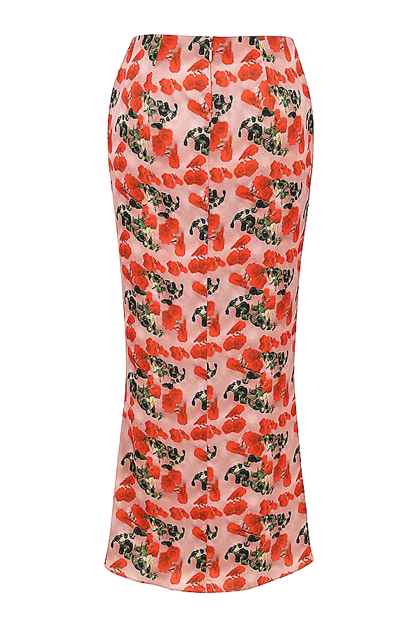 Luisette  Rose Print Satin Midi Skirt — image 13