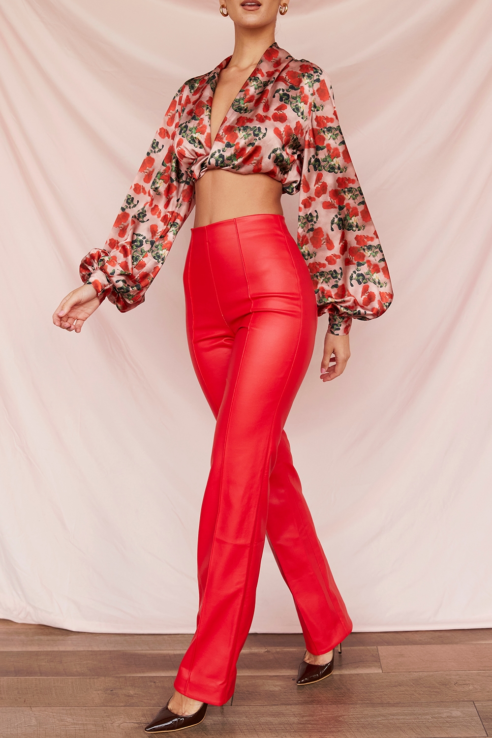 Elenaora  Scarlet Vegan Leather Trousers — image 9