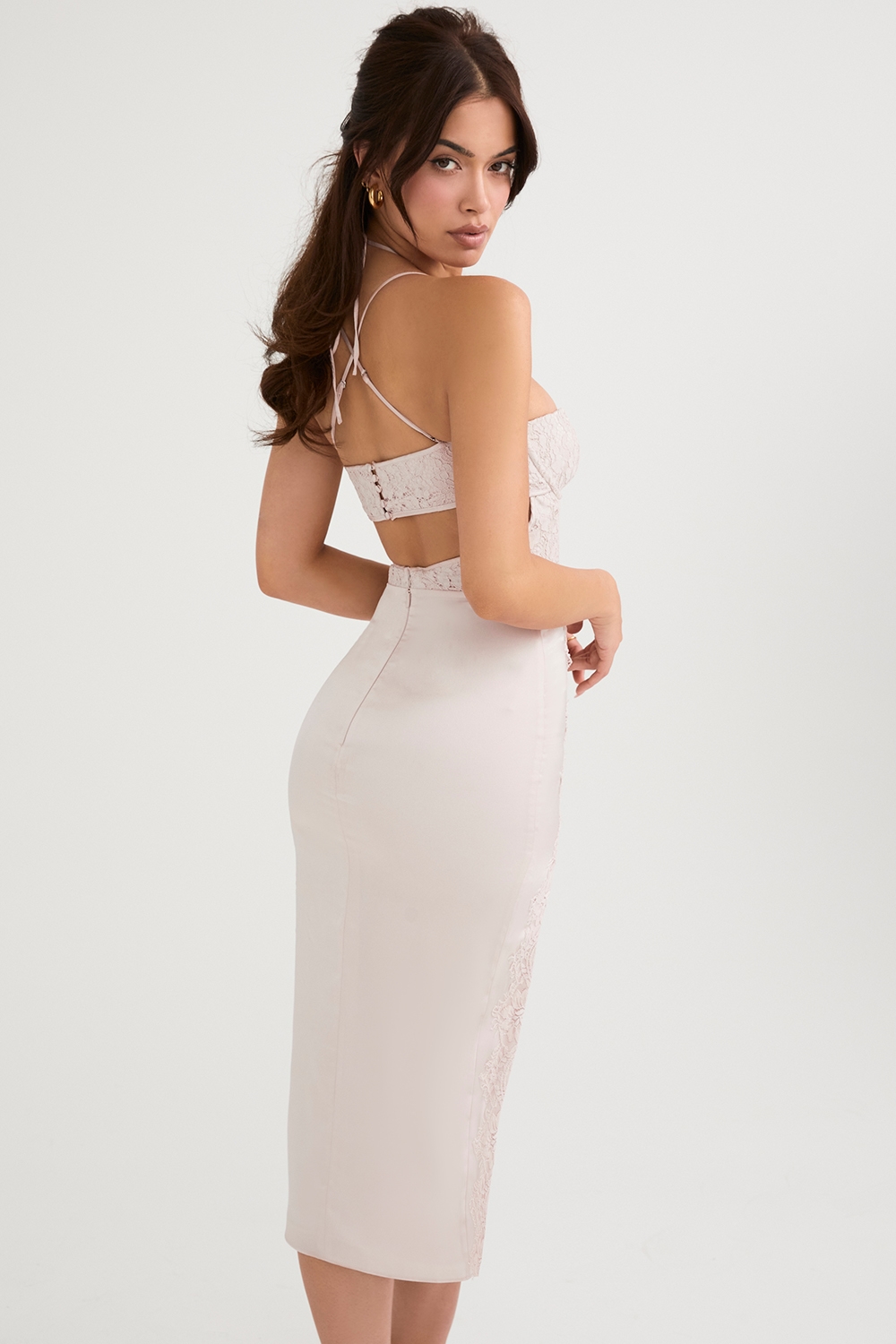 Georgia  Crystal Satin and Lace Midi Dress — image 9