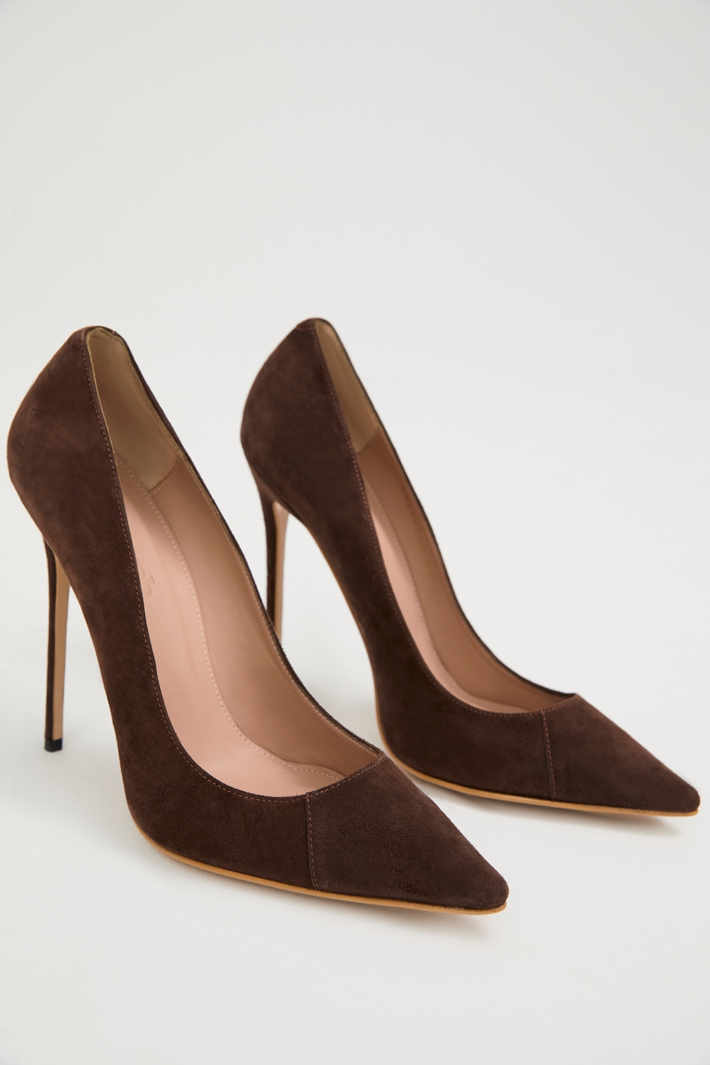 PARIS  5" Chocolate Suede Pointy Toe Heels — image 1