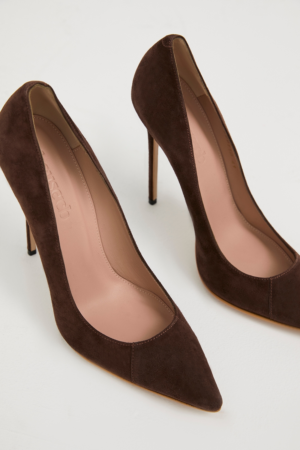 PARIS  5" Chocolate Suede Pointy Toe Heels — image 4