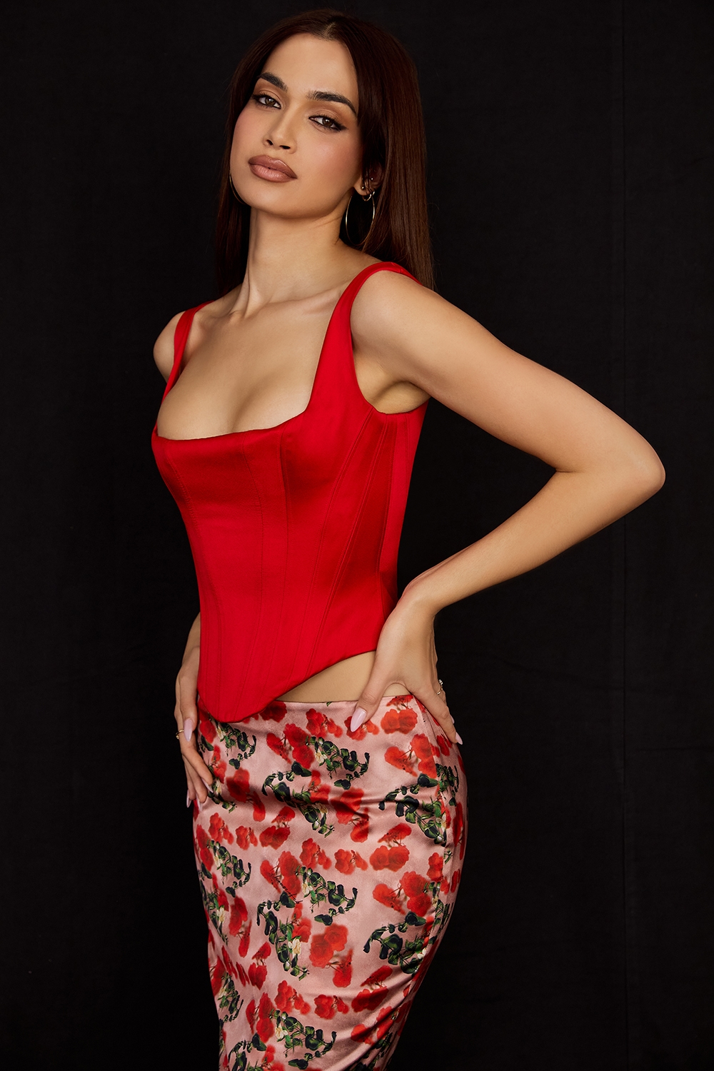 Rafa  Scarlet Satin Longline Corset — image 8