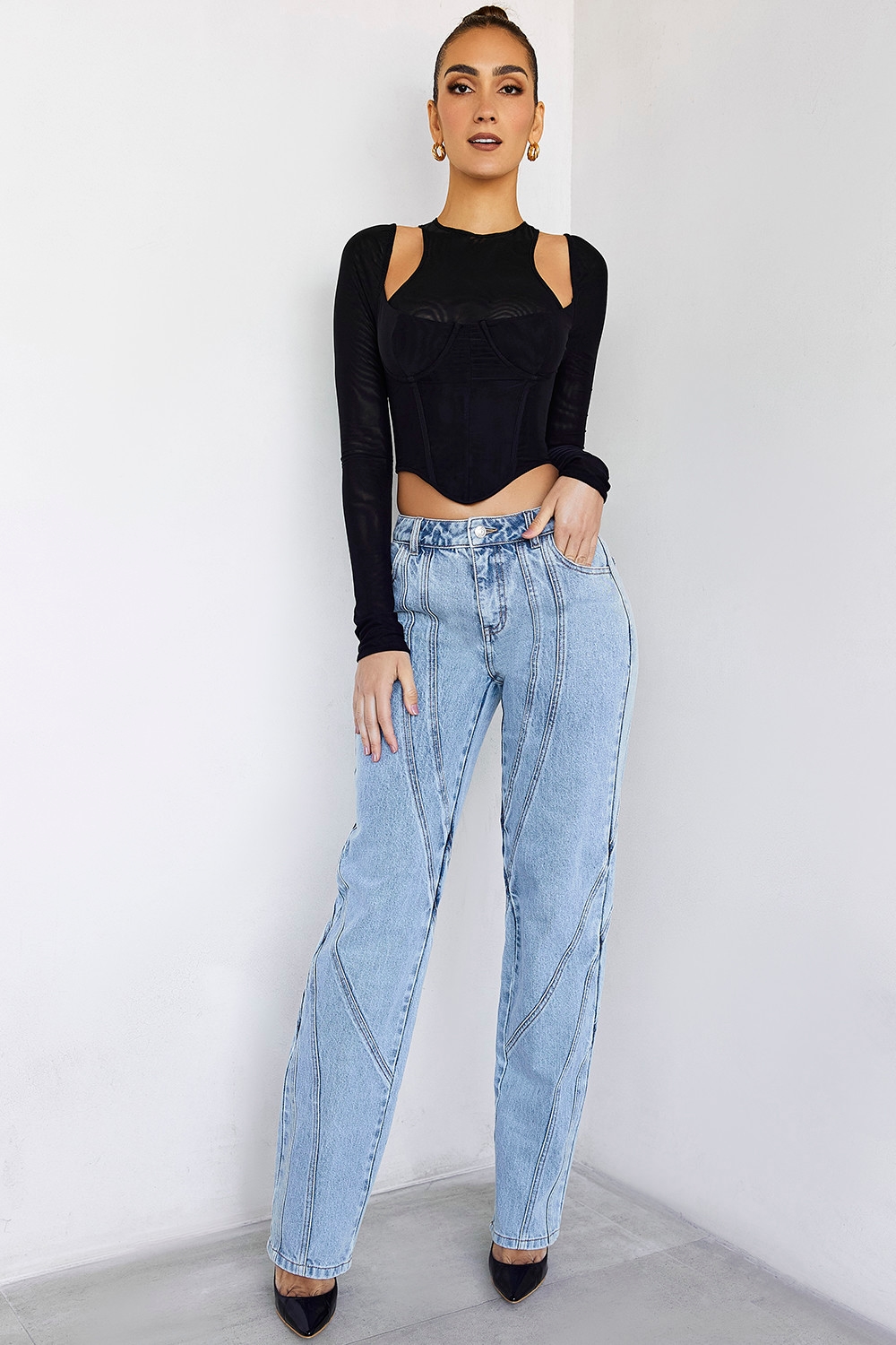 Rhythm Mistress Rocks  Stonewash Twisted Seam Jeans - SALE — image 3