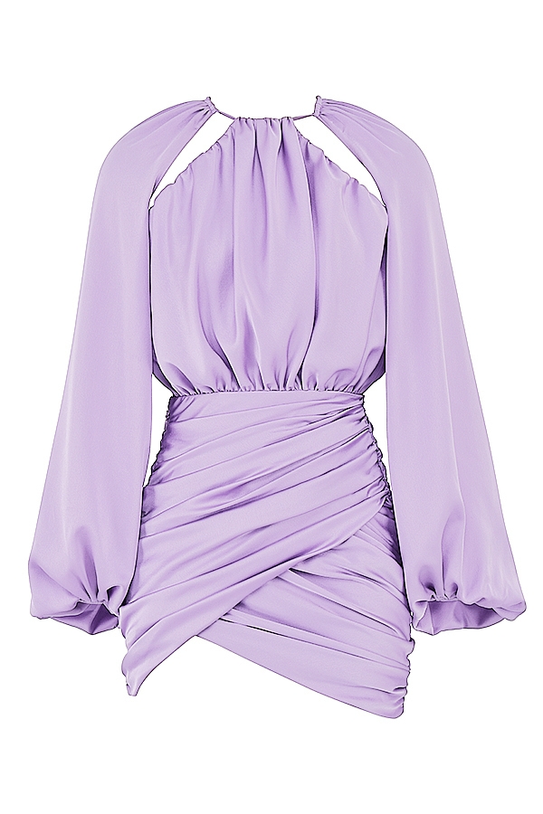 Kate  Orchid Satin Wrap Front Mini Dress — image 11
