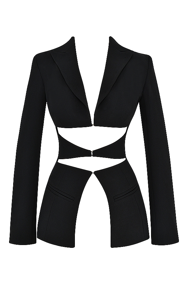 Nour  Black Crepe Cutout Blazer — image 10