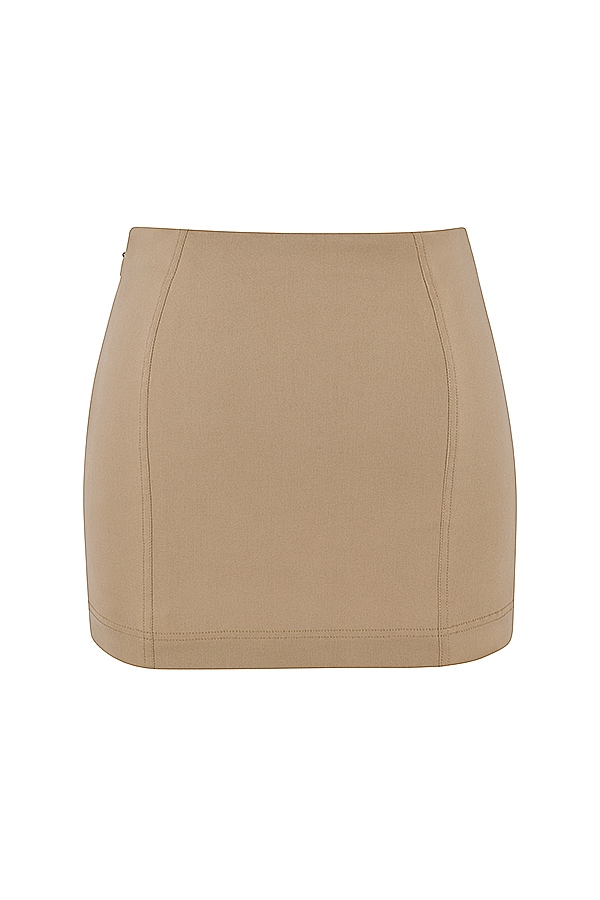 Nisha  Beige Sculpting Mini Skirt — image 14