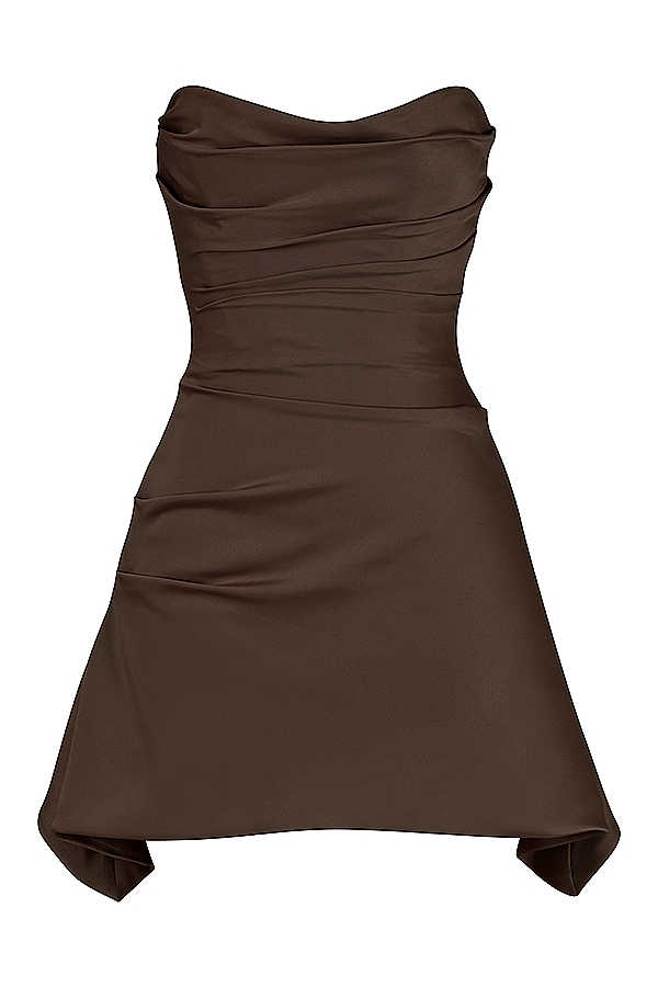 Jasmine  Chocolate Draped Strapless Corset Dress — image 9
