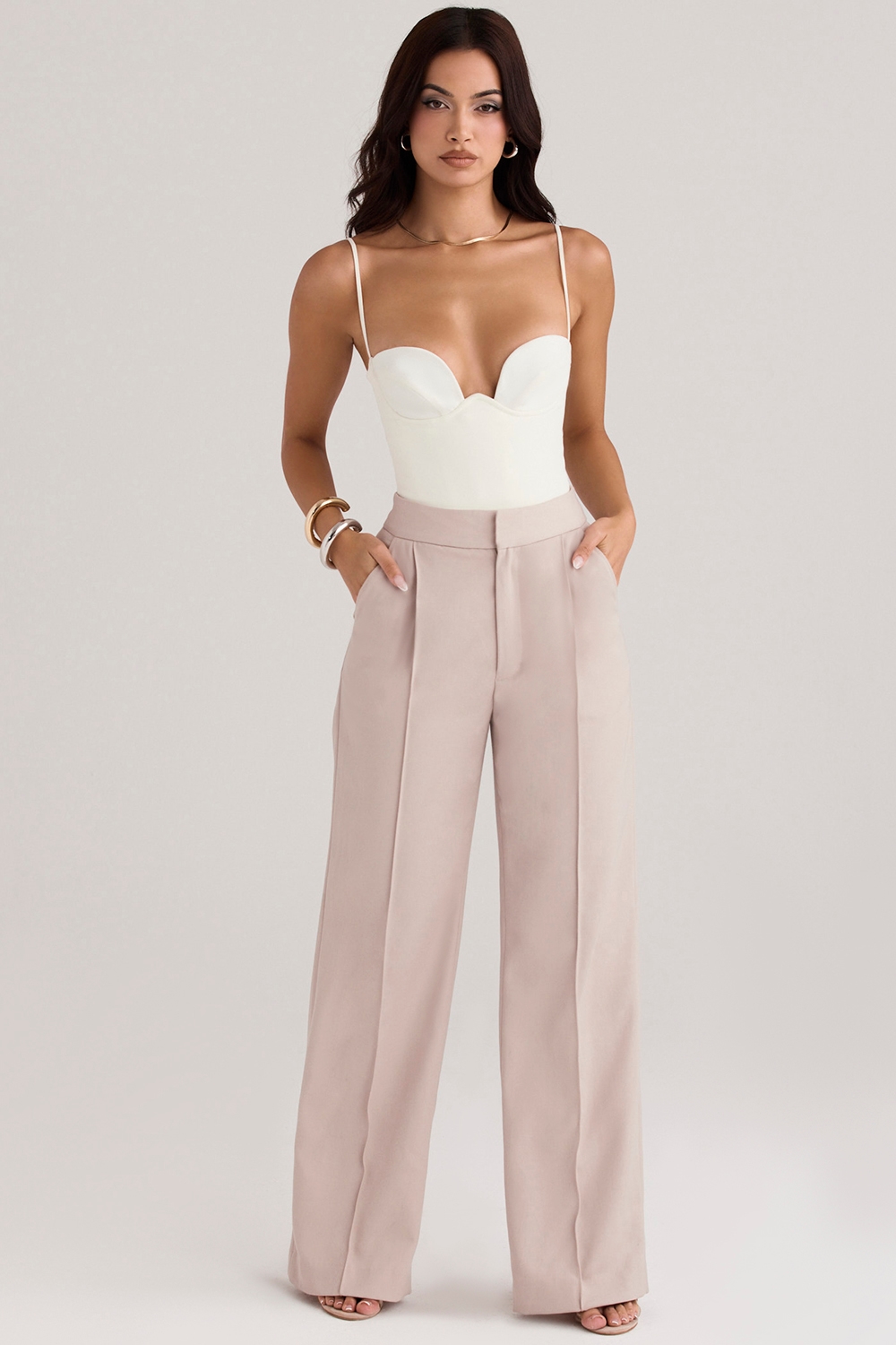 Alivia  Beige Loose Fit Trousers — image 2