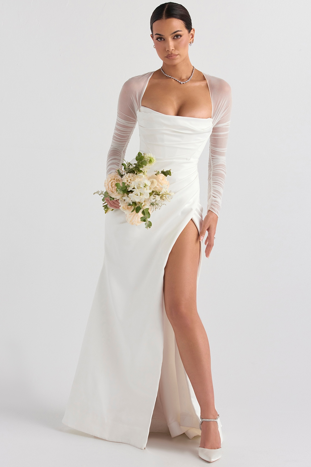 Elise  White Satin Bridal Gown — image 2