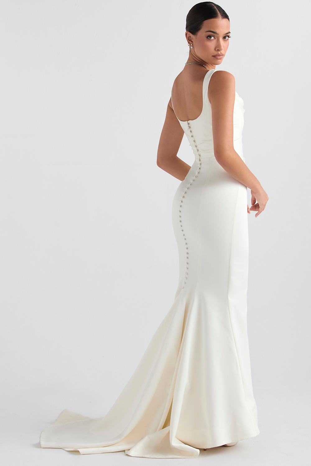 Emilie  Off White Satin Mermaid Bridal Gown — image 8