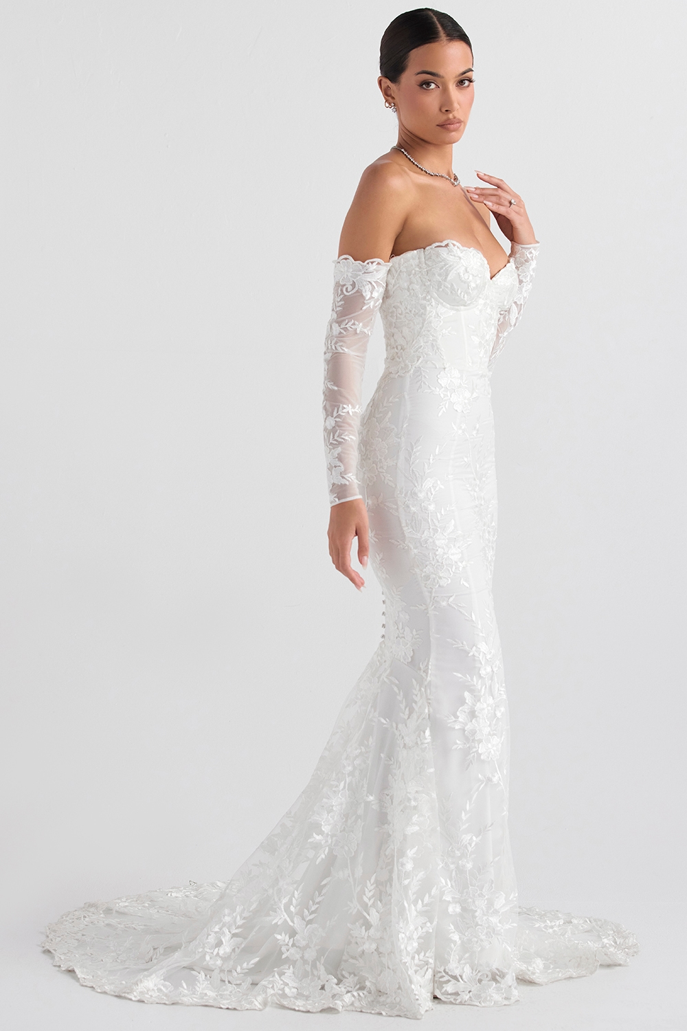 Isabelle  White Lace Long Sleeve Bridal Gown — image 10