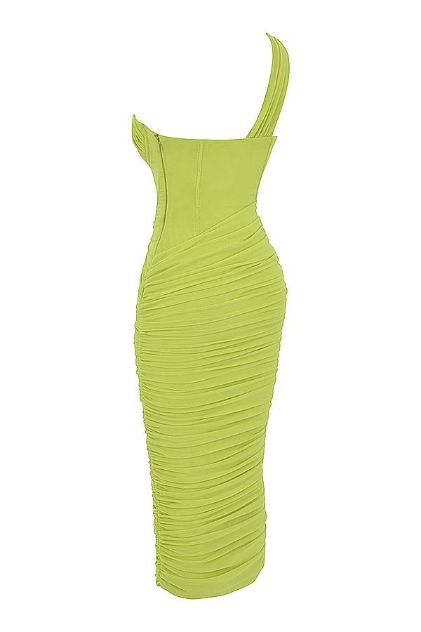 Valentina  Lime Asymmetric Cutout Midi Dress — image 16