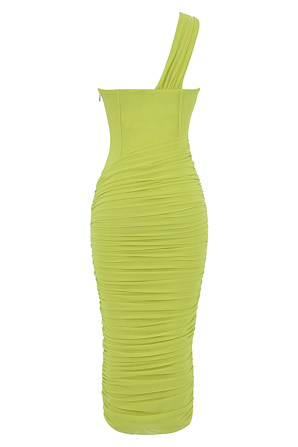 Valentina  Lime Asymmetric Cutout Midi Dress — image 17