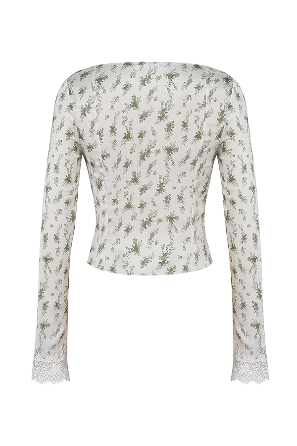 Clarissa  Garden Print Lace Trim Top — image 15