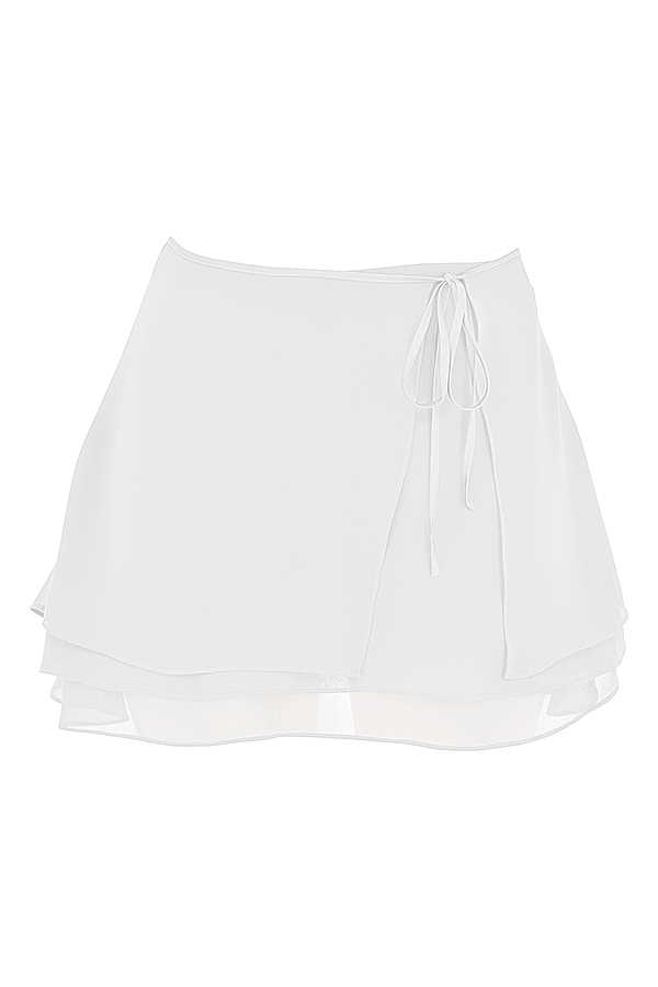 Clarice  White Floaty Layered Mini Skirt — image 13