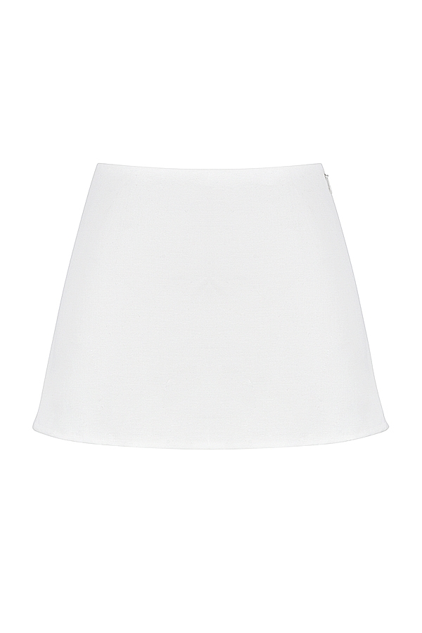 Mallie  White Linen A-Line Mini Skirt — image 13