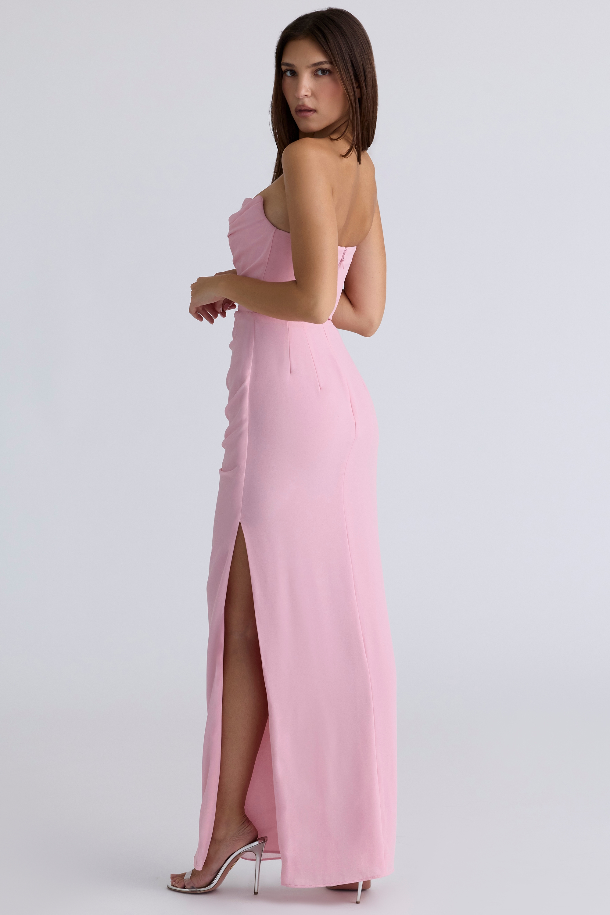 Adrienne  Pink Quartz Georgette Strapless Gown — image 7