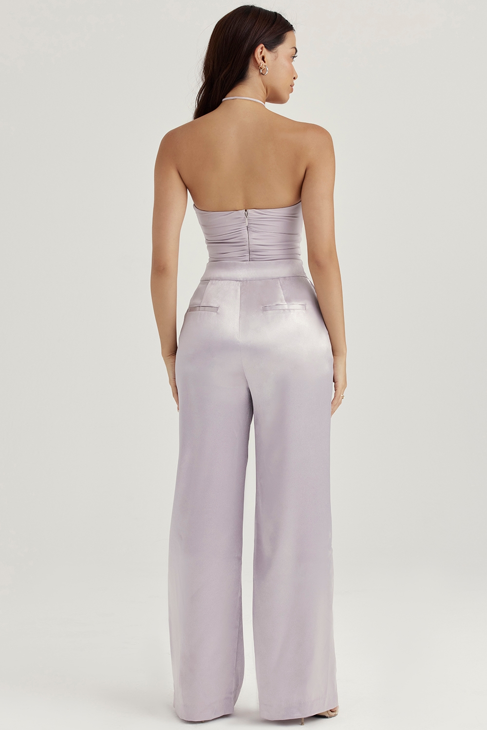 Alivia  Grey Satin Trousers — image 8