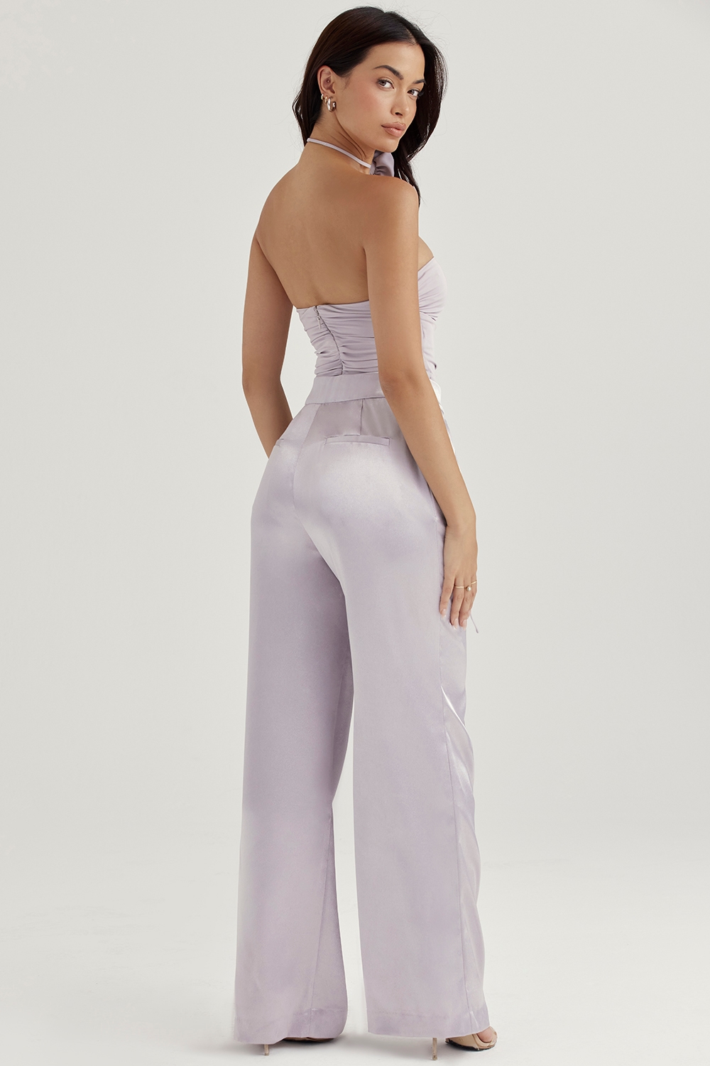 Alivia  Grey Satin Trousers — image 7