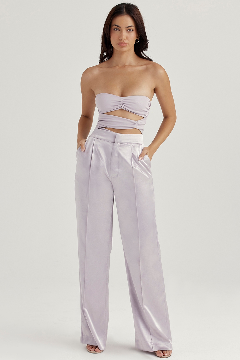 Alivia  Grey Satin Trousers — image 3