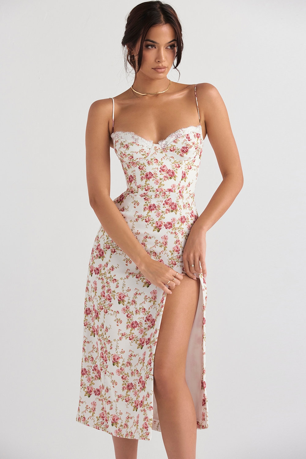 Charlotte  Rose Print Corset Midi Sundress — image 6