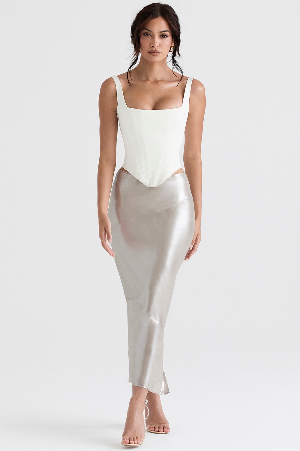 Colette  Shimmer Champagne Midi Skirt — image 1