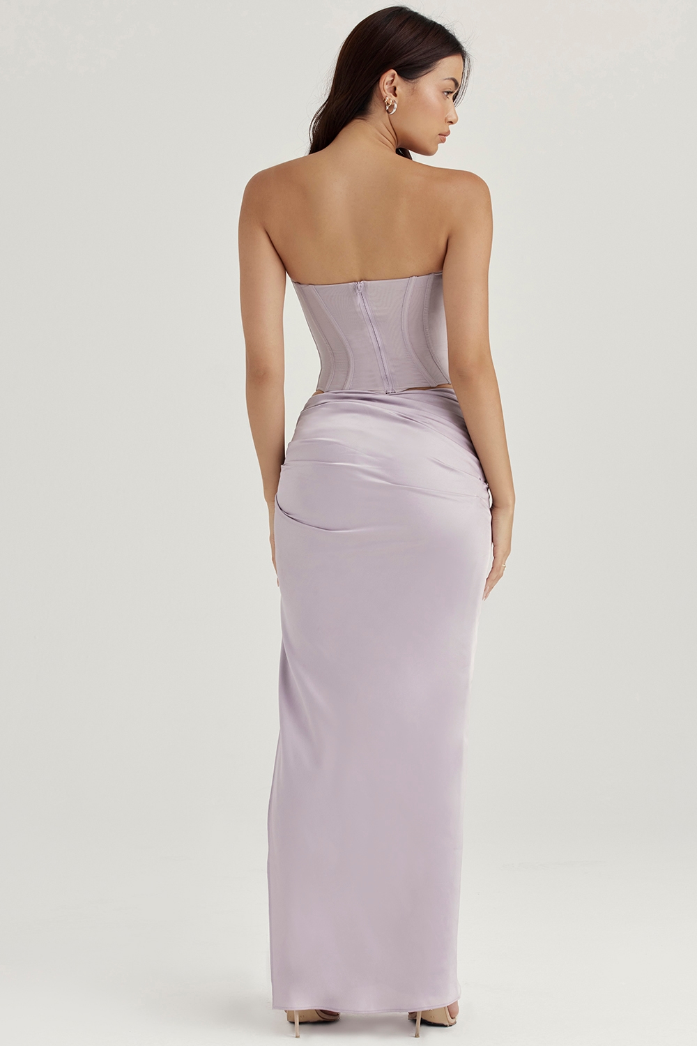 Jia  Grey Satin Gathered Maxi Skirt — image 7