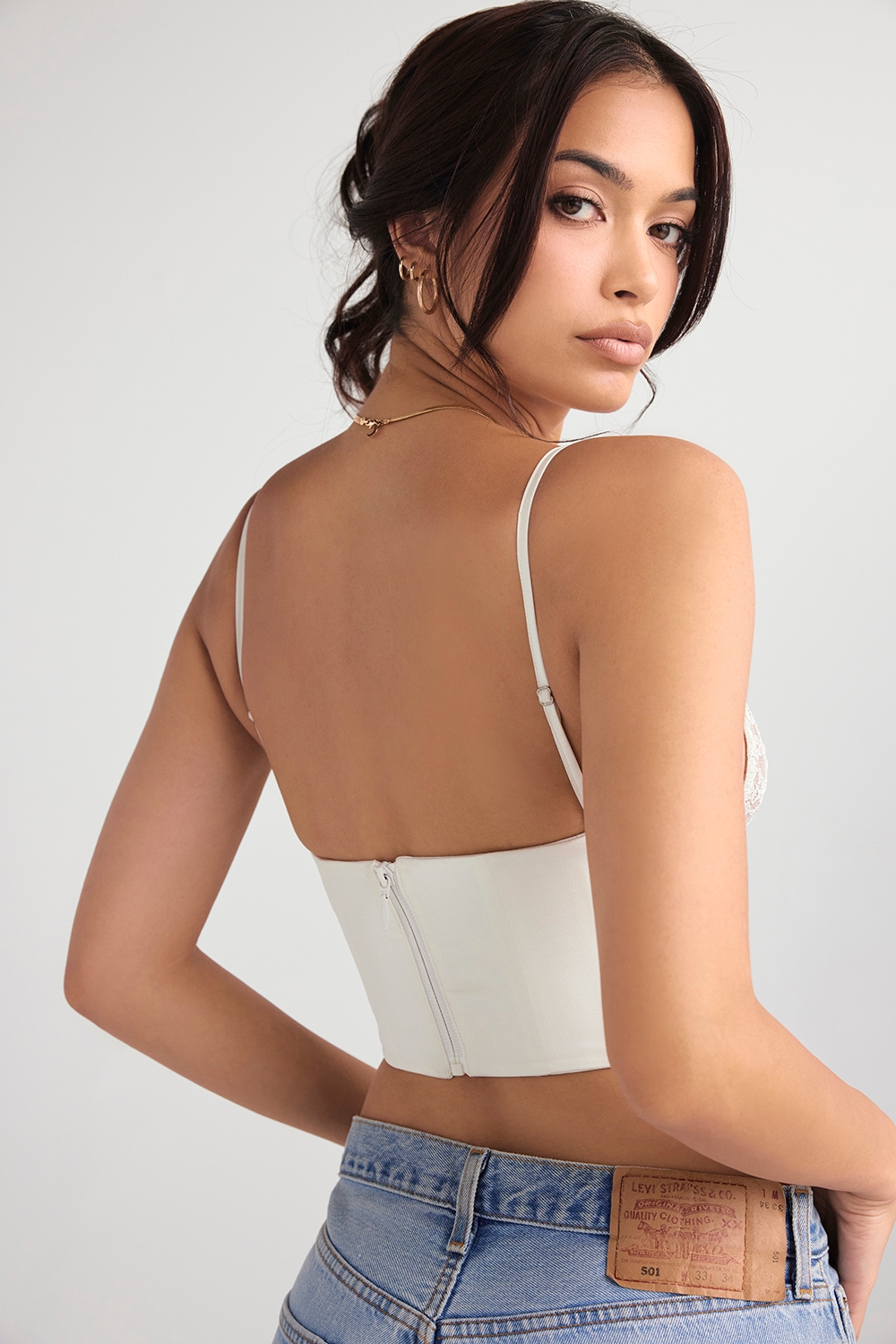 Emilee  Ivory Satin and Lace Corset — image 10