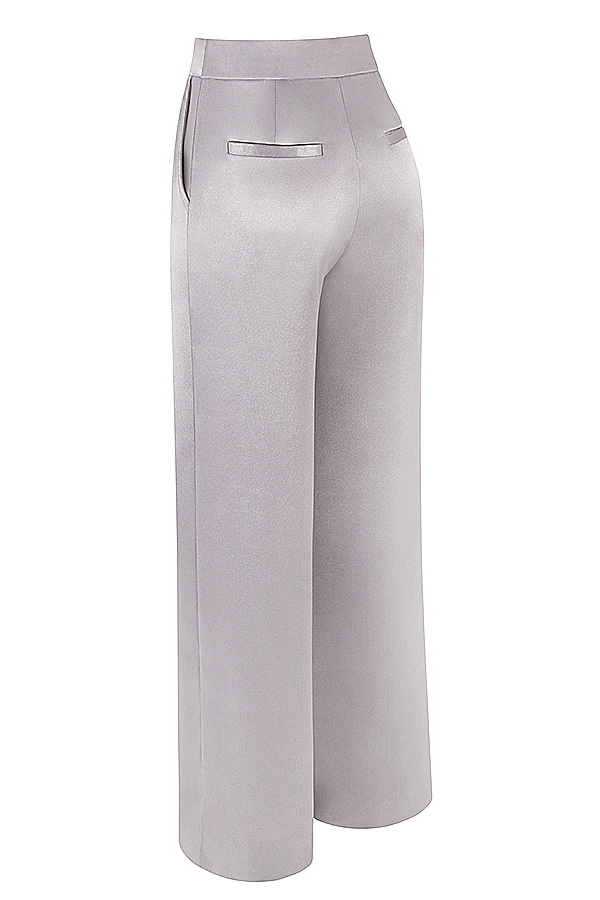 Alivia  Grey Satin Trousers — image 11