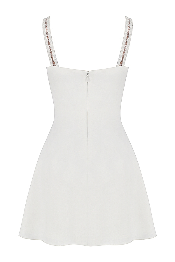 Cassandra  Ivory Satin and Lace Mini Dress — image 16
