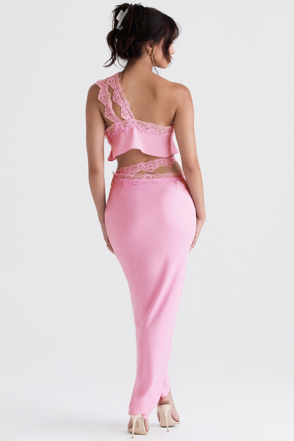 Mathilda  Pink Lace Trim Maxi Skirt — image 7
