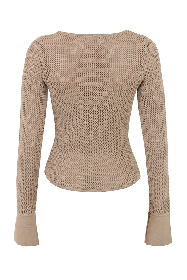 Savannah  Taupe Knit Long Sleeve Top — image 12