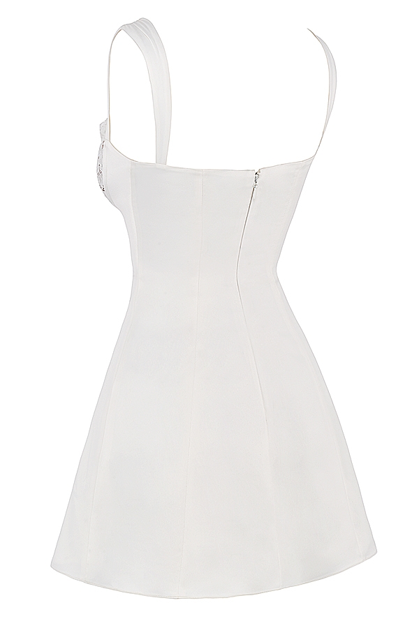 Adriana  Ivory Satin and Lace Mini Dress — image 15