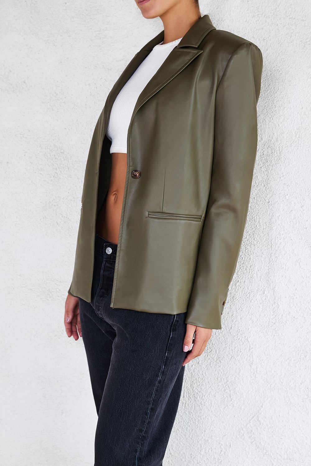 Mistress Rocks Avocado Tailored Vegan Leather Blazer - SALE — image 4
