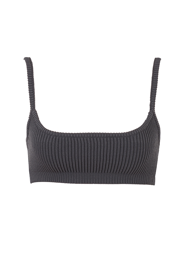 Mischa  Dark Grey Ribbed Knit Bralette — image 8
