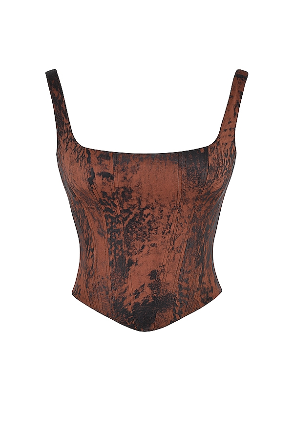 Rafa  Antique Copper Satin Longline Corset — image 12