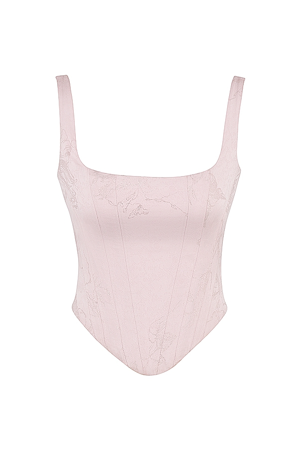 Rafa  Pink Floral Satin Longline Corset — image 11