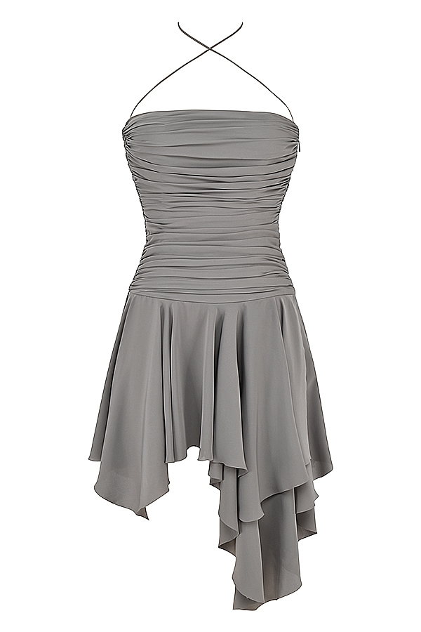 Valeria  Smoke Gathered Asymmetric Dress — image 11
